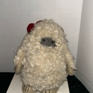 West Elm 13 “ Yetti Curly Wool With Red Earmuffs